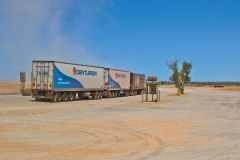Road Train at the Minilya Bridge Roadhouse north of Carnarvon, Western Australia