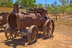 Old farming gear at the Minilya Bridge Roadhouse north of Carnarvon, Western Australia