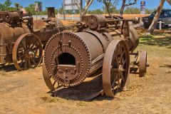 Old farming gear at the Minilya Bridge Roadhouse north of Carnarvon, Western Australia