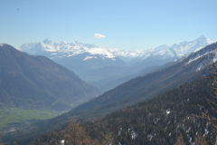 Hiking to the Lago d Arpy in the Aosta Vally in April, Italy