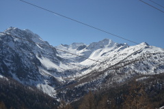 Hiking to the Lago d Arpy in the Aosta Vally in April, Italy