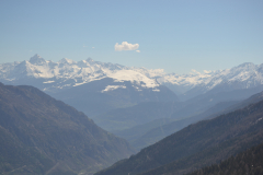 Hiking to the Lago d Arpy in the Aosta Vally in April, Italy