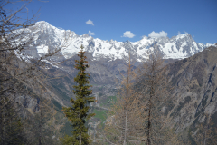 Hiking to the Lago d Arpy in the Aosta Vally in April, Italy