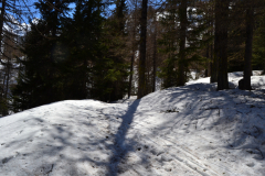 Hiking to the Lago d Arpy in the Aosta Vally in April, Italy