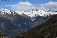 Hiking to the Lago d Arpy in the Aosta Vally in April, Italy