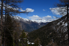 Hiking to the Lago d Arpy in the Aosta Vally in April, Italy
