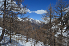 Hiking to the Lago d Arpy in the Aosta Vally in April, Italy