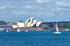 Sydney Opera House taken from Sydney Cove on the ferry from Circular Quay to Manly, Sydney, Australia