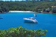Beach scene at Collins Flat Beach in Sydney, Australia