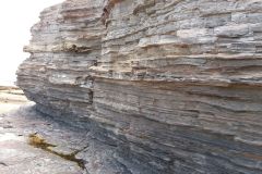 Layered rock formation  at a beach somewhere north of Wollongong, Australia