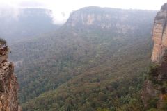 A view of the Blue Mountains at the Three Sisters, Australia