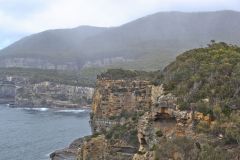 Landscape around Devils Kitchen in Tasmania on Tasman Peninsula.