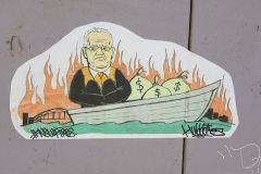 Scott Morrison street art regarding bushfires 2019