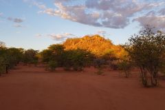 Sunset at Porcupine camp site near Kamanjab in Namibia