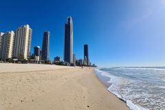 Surfers Paradise Beachfront with Q1 Tower and Gold Coast Skyline
