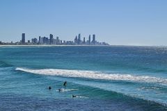 Gold Coast skyline viewed from Burleigh Headland over the Pacific Ocean