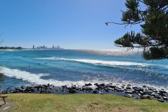 Gold Coast skyline from Burleigh Headland overlooking the Pacific Ocean