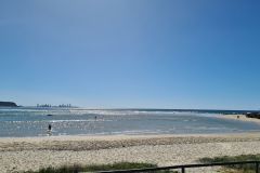 Tallebudgera Creek mouth with Surfers Paradise skyline