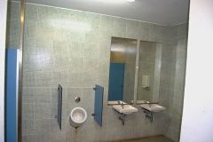 Public Restroom Interior with Urinal and Sinks, Madeira Island