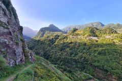 Cliffside Footpath Overlooking Green Mountain Valley, Madeira
