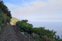 Cliffside Coastal Path above the Atlantic near Arco de São Jorge, Madeira