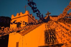 Illuminated Church Facade During Village Festivities in Arco de São Jorge, Madeira