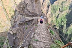 Descending the PR1 Ridge Steps at Pico do Areeiro, Madeira