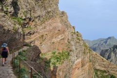 Cliffside Traverse on the PR1 Trail near Pico do Areeiro, Madeira