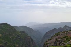 Panoramic lookout at Pico Ruivo summit overlooking Ribeira valley, Madeira, Portugal