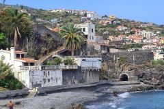 Cliffside Houses and Seafront in Santa Cruz, Madeira
