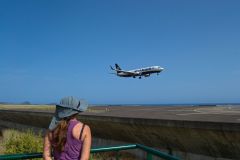 Plane Landing at Madeira Airport Over the Atlantic