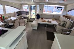 Catamaran Interior Cruising off Madeira Island in the Atlantic