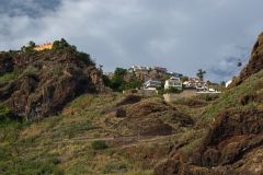 Cliffside Homes and Cable Car Above Funchal, Madeira, Portugal