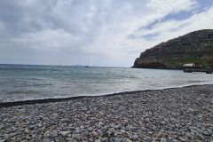 Pebble Shore and Anchored Sailboats, South Coast of Madeira