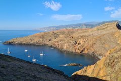 Anchored Sailboats in Baía d’Abra, Ponta de São Lourenço, Madeira