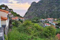 Hillside Village and Steep Valley Slopes Seen From a Levada Above Boa Ventura, Madeira