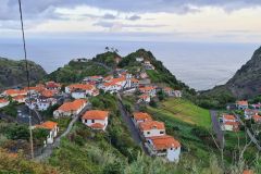 Clifftop Village With Red-Tiled Houses Above the Atlantic Near a Levada in Boa Ventura, Madeira