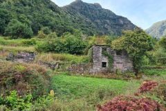 Overgrown Stone Ruins in a Mountain Valley Beside a Levada Near Boa Ventura, Madeira
