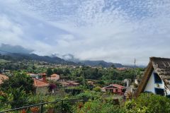 Santana Village with Traditional Thatched House and Cloudy Mountains, Madeira