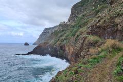 Cliffside Coastal Path above the Atlantic near São Jorge, Madeira