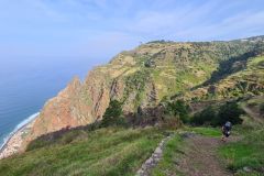 Hiker on Caminho Real Above Paul do Mar, Madeira