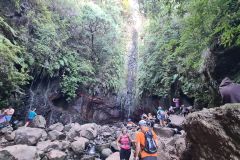 Crowds at 25 Fontes Waterfall, Rabaçal Valley, Madeira
