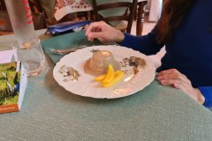Traditional Alpine Dessert Served in a Mountain Restaurant of the Italian Alps