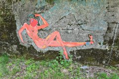 Colorful Street Art Along a Mountain Path in an Alpine Valley