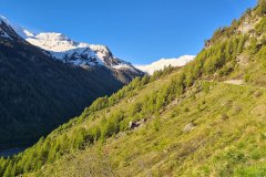 Spring Morning above an Alpine Road in the Upper Aosta Valley, Italy