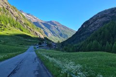 Alpine Road Approaching Saint-Jacques Meadow in Val d’Ayas, Aosta Valley