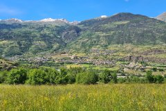 Aosta Valley Plain and Aosta Town Viewed from the Hillside