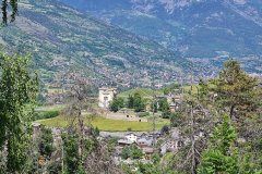 Aosta Valley Hillside View Toward Sarre Castle and Vineyards