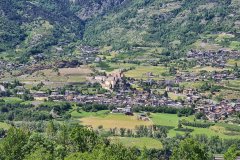 Castello di Fénis Overlooking the Aosta Valley Farmland