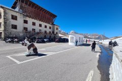 Summit Buildings and Travelers at Col du Petit Saint-Bernard, Aosta Valley, Italy–France Border